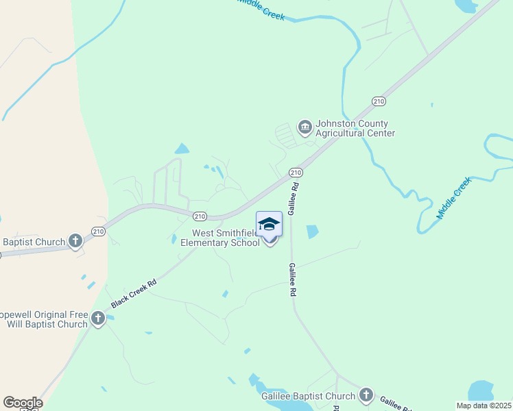 map of restaurants, bars, coffee shops, grocery stores, and more near 3027 North Carolina 210 in Smithfield