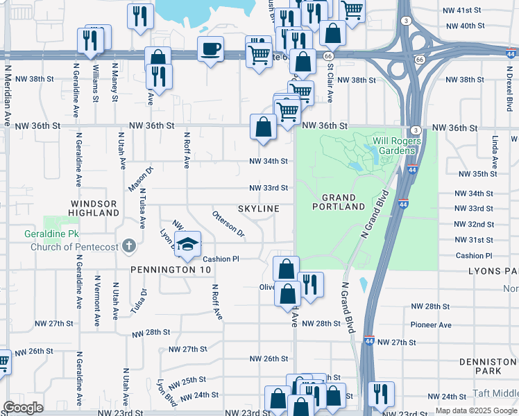 map of restaurants, bars, coffee shops, grocery stores, and more near 3748 Northwest 32nd Street in Oklahoma City