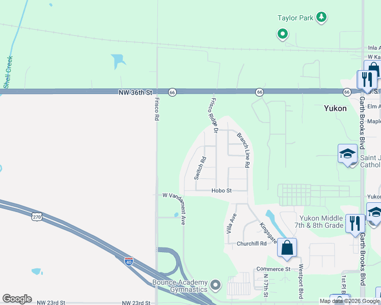 map of restaurants, bars, coffee shops, grocery stores, and more near 524 Side Track Road in Yukon