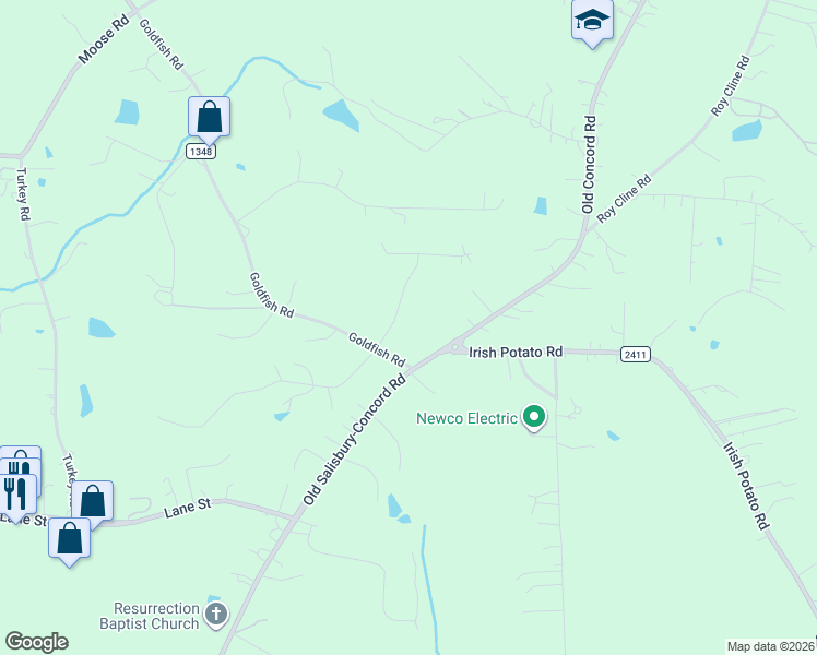 map of restaurants, bars, coffee shops, grocery stores, and more near 6394 Old Salisbury-Concord Road in Kannapolis