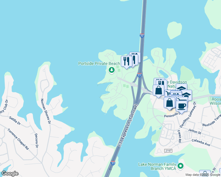 map of restaurants, bars, coffee shops, grocery stores, and more near 872 Southwest Drive in Davidson