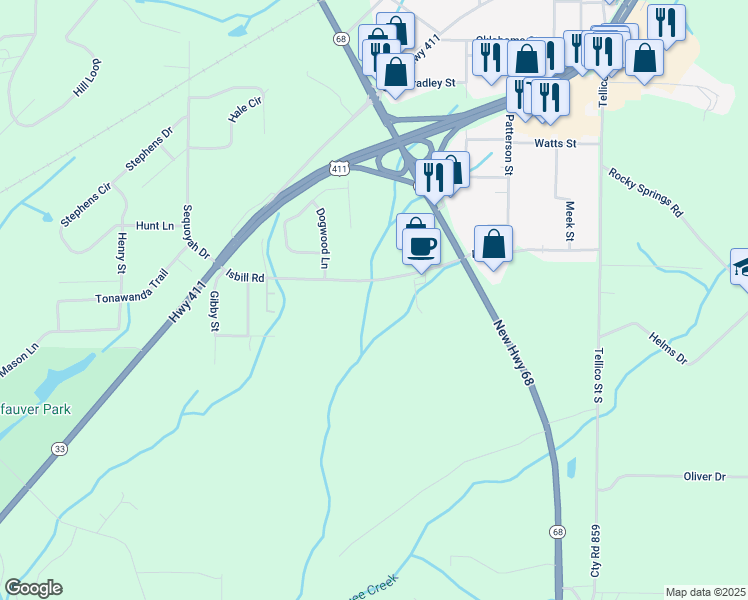 map of restaurants, bars, coffee shops, grocery stores, and more near 465 Isbill Road in Madisonville