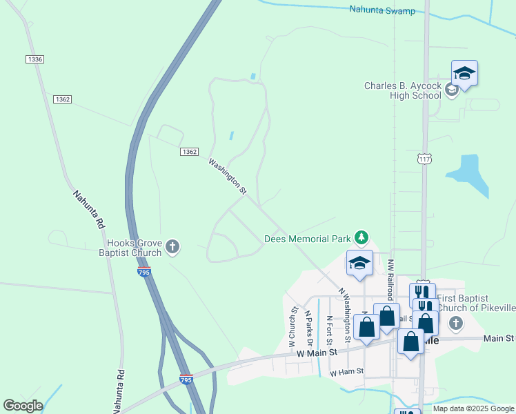 map of restaurants, bars, coffee shops, grocery stores, and more near 538 North Washington Street in Pikeville