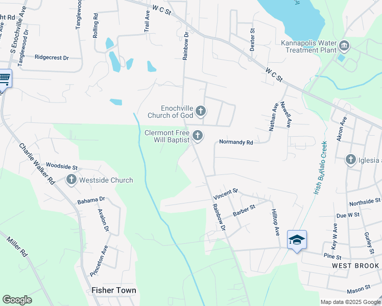 map of restaurants, bars, coffee shops, grocery stores, and more near 4681 Rainbow Drive in Kannapolis