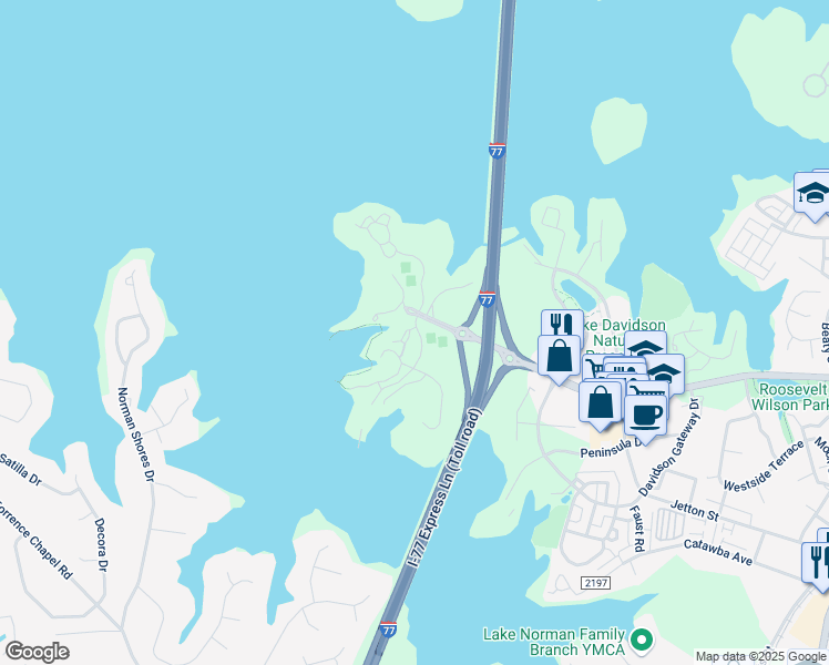 map of restaurants, bars, coffee shops, grocery stores, and more near 768 Southwest Drive in Davidson