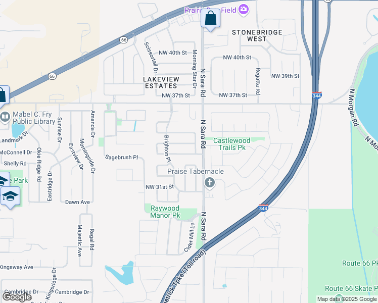 map of restaurants, bars, coffee shops, grocery stores, and more near 10609 Northwest 33rd Street in Yukon