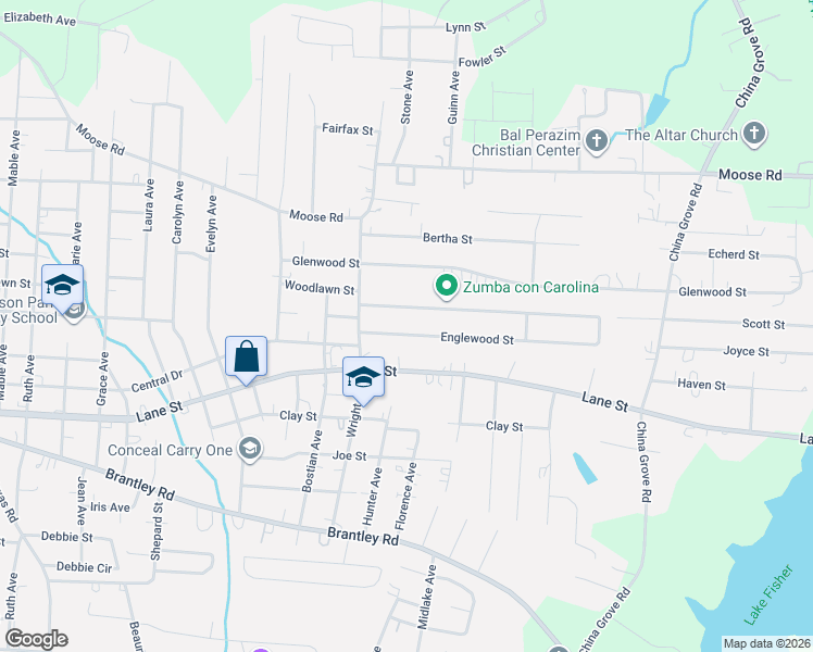 map of restaurants, bars, coffee shops, grocery stores, and more near 2110 Woodlawn Street in Kannapolis