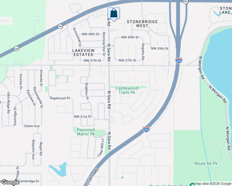 map of restaurants, bars, coffee shops, grocery stores, and more near 10525 Northwest 34th Street in Yukon