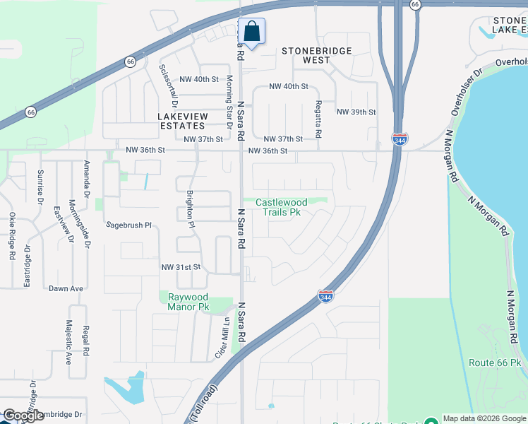 map of restaurants, bars, coffee shops, grocery stores, and more near 10525 Northwest 34th Street in Yukon