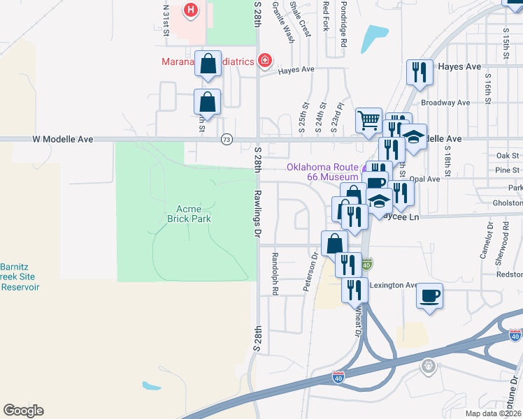 map of restaurants, bars, coffee shops, grocery stores, and more near 615 South 28th Street in Clinton