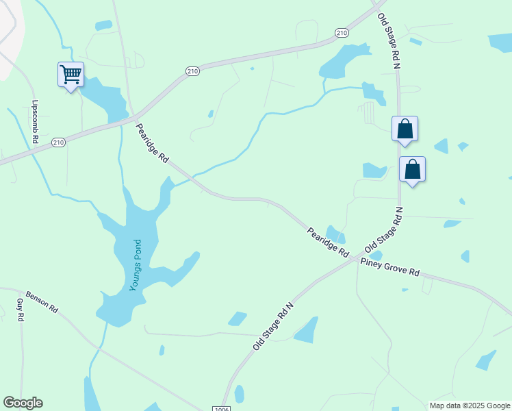 map of restaurants, bars, coffee shops, grocery stores, and more near 2130 Pearidge Road in Angier