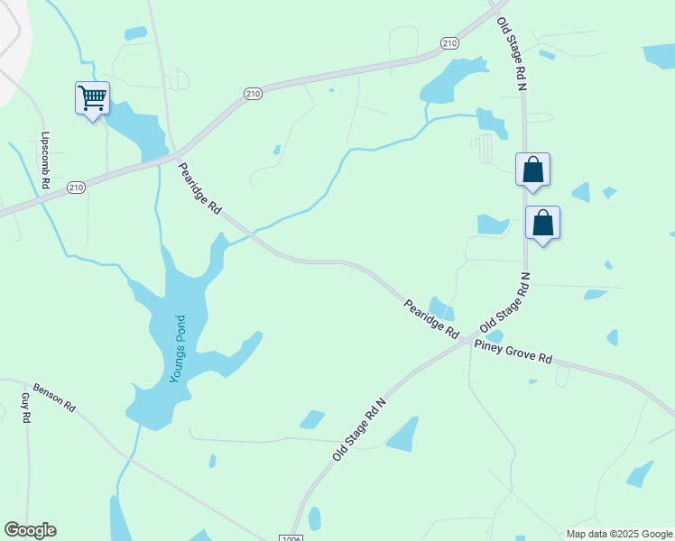 map of restaurants, bars, coffee shops, grocery stores, and more near 2130 Pearidge Road in Angier