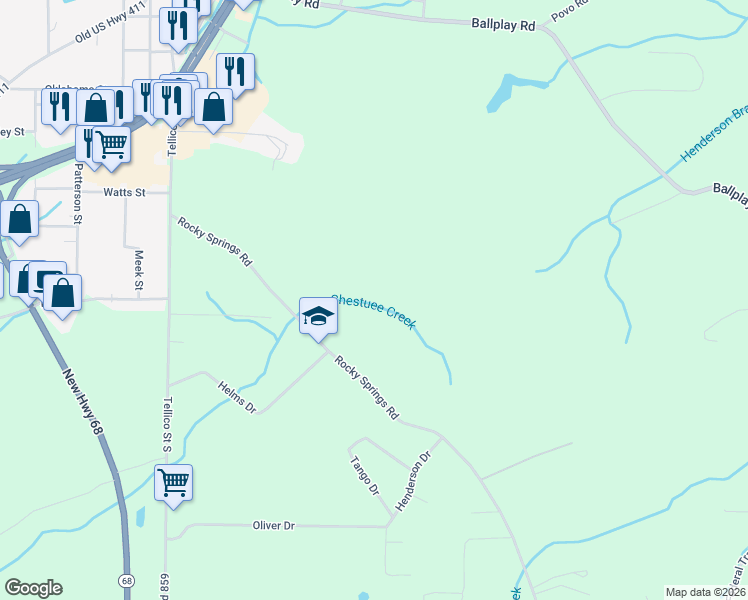 map of restaurants, bars, coffee shops, grocery stores, and more near 308 Rocky Springs Road in Madisonville