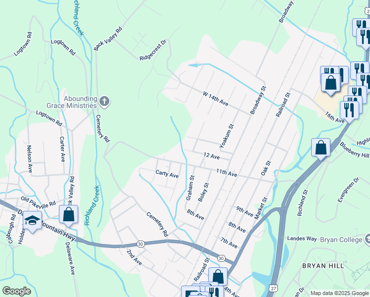 map of restaurants, bars, coffee shops, grocery stores, and more near 289 12 Avenue in Dayton