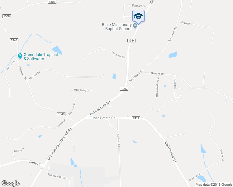map of restaurants, bars, coffee shops, grocery stores, and more near 12050 Old Concord Road in Rockwell