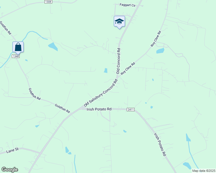 map of restaurants, bars, coffee shops, grocery stores, and more near 12050 Old Concord Road in Rockwell