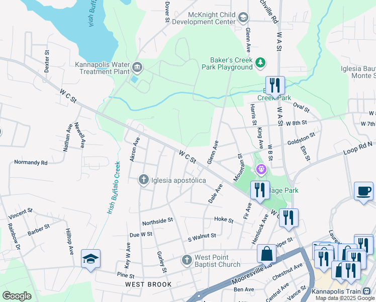 map of restaurants, bars, coffee shops, grocery stores, and more near in Kannapolis