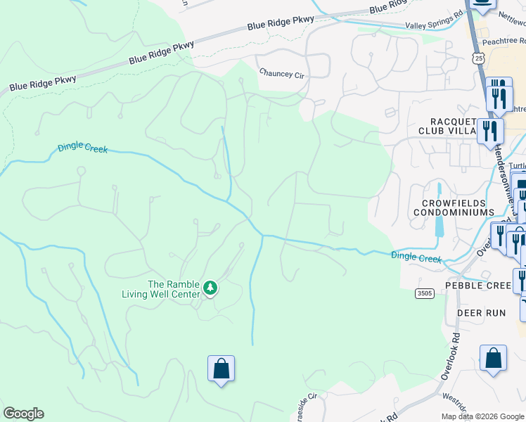 map of restaurants, bars, coffee shops, grocery stores, and more near 341 Racquet Club Road in Asheville