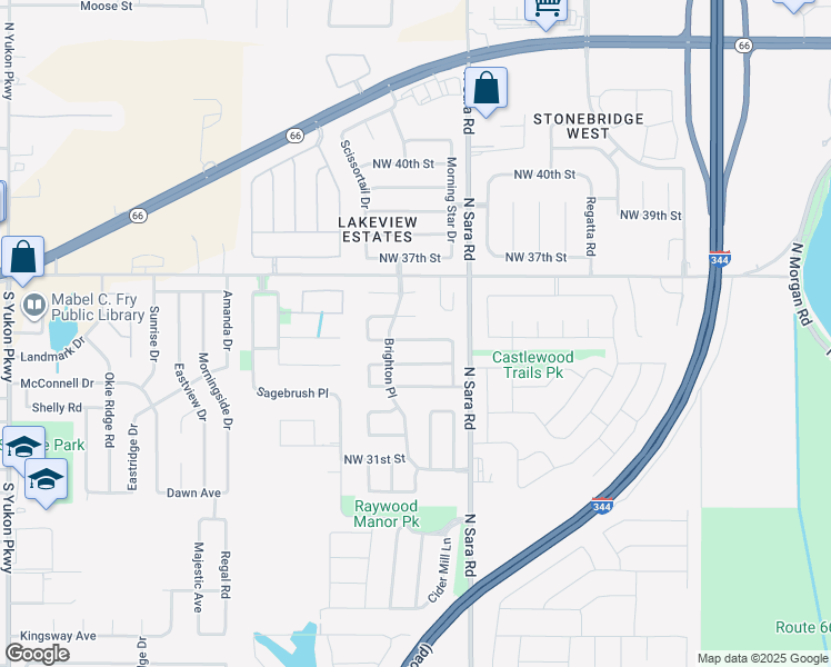 map of restaurants, bars, coffee shops, grocery stores, and more near 10628 Northwest 35th Street in Yukon