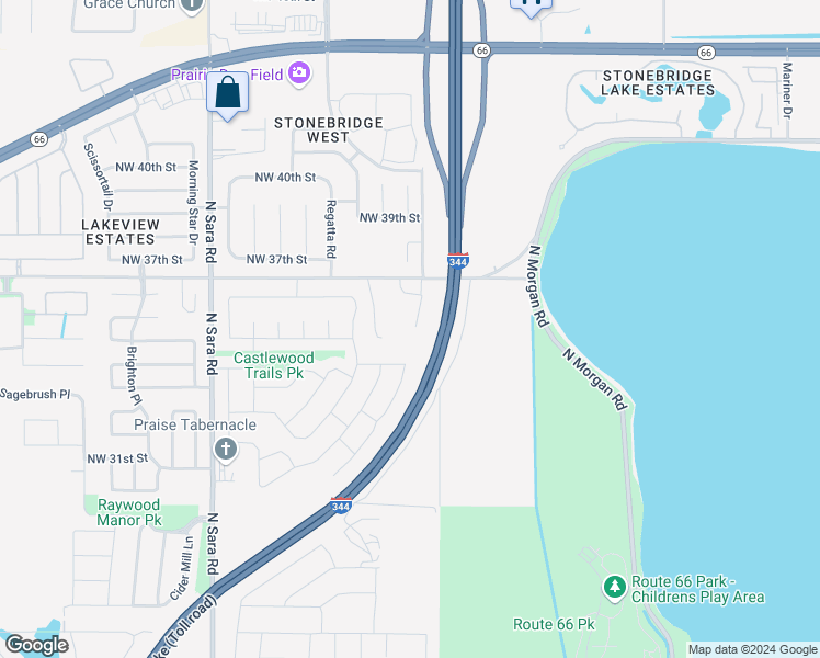 map of restaurants, bars, coffee shops, grocery stores, and more near 3507 Galatian Way in Yukon