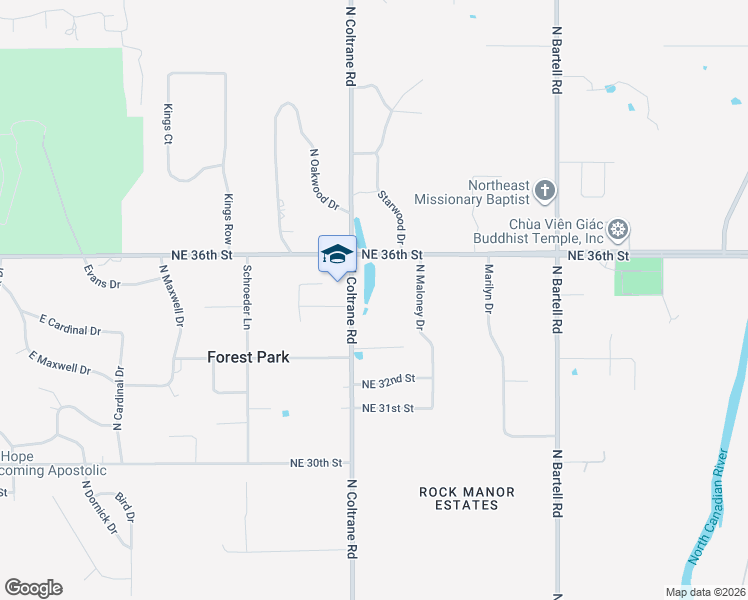 map of restaurants, bars, coffee shops, grocery stores, and more near 3500 North Coltrane Road in Oklahoma City