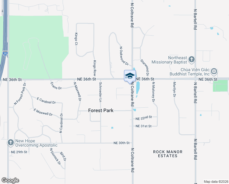 map of restaurants, bars, coffee shops, grocery stores, and more near 3505 North Mallory Street in Forest Park
