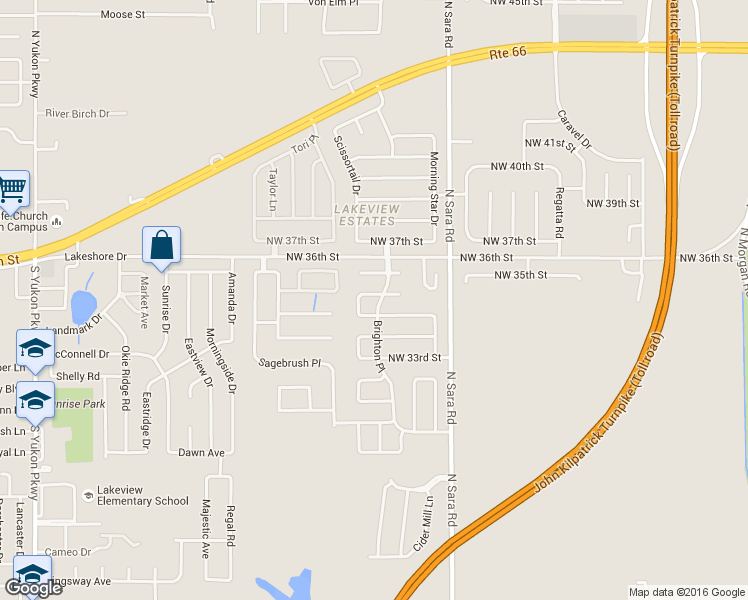 map of restaurants, bars, coffee shops, grocery stores, and more near 10700 Northwest 35th Street in Yukon