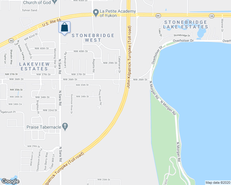map of restaurants, bars, coffee shops, grocery stores, and more near 3507 Galatian Way in Yukon