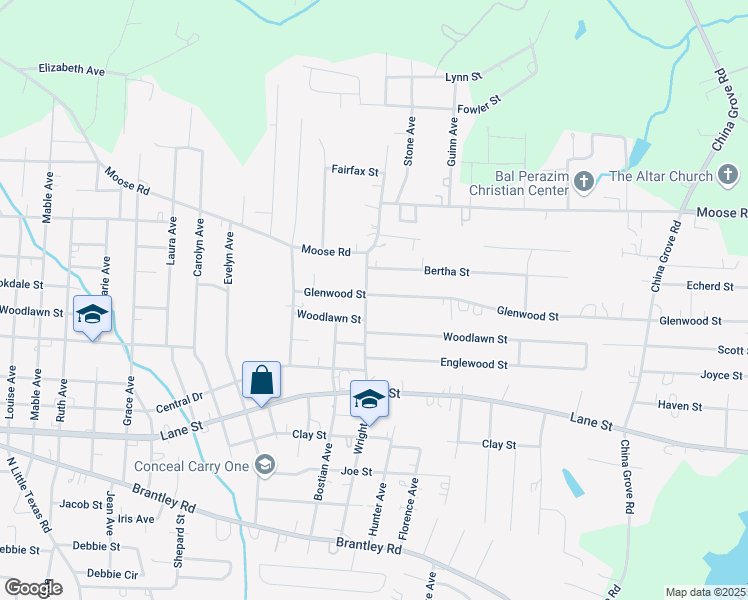 map of restaurants, bars, coffee shops, grocery stores, and more near 2100 Glenwood Street in Kannapolis