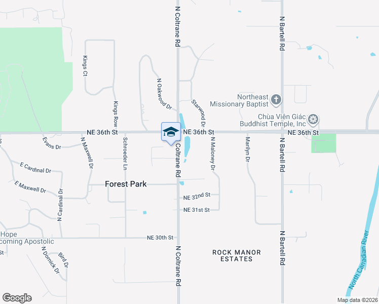 map of restaurants, bars, coffee shops, grocery stores, and more near 3500 North Coltrane Road in Oklahoma City