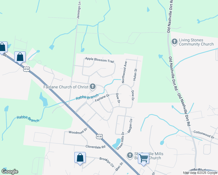 map of restaurants, bars, coffee shops, grocery stores, and more near 215 Stardust Drive in Shelbyville
