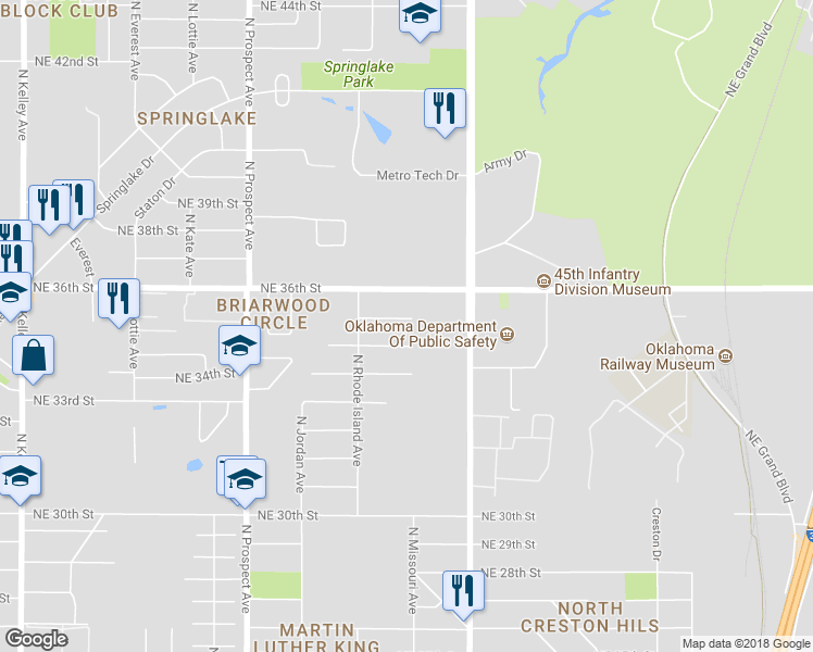 map of restaurants, bars, coffee shops, grocery stores, and more near 1744 East Eubanks Street in Oklahoma City