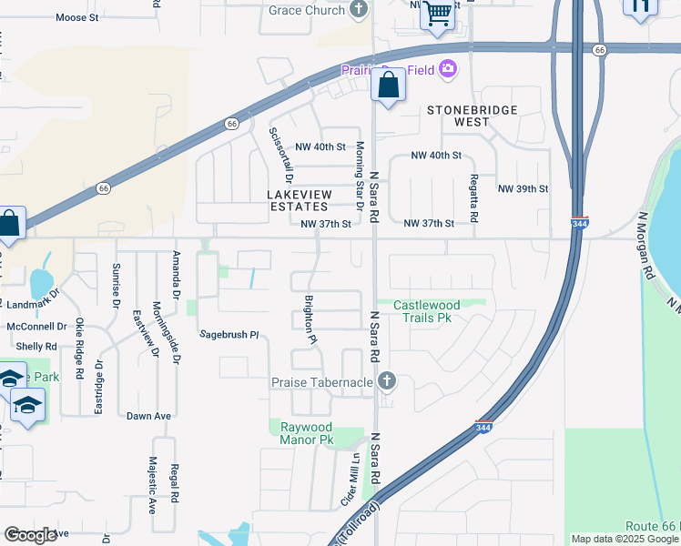 map of restaurants, bars, coffee shops, grocery stores, and more near 10628 Northwest 35th Street in Yukon