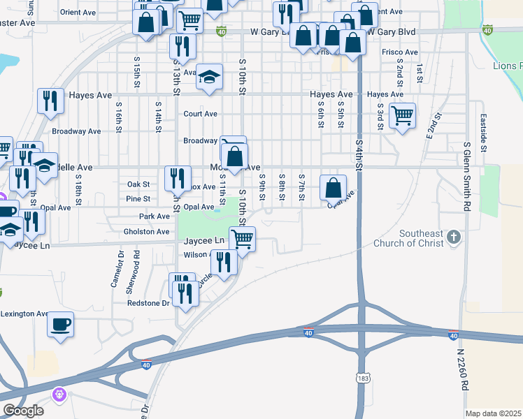 map of restaurants, bars, coffee shops, grocery stores, and more near 902 Opal Avenue in Clinton