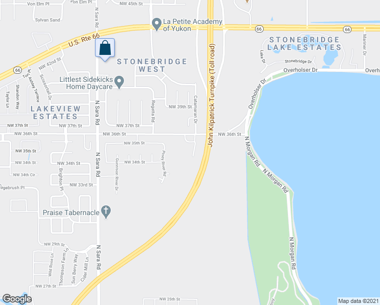 map of restaurants, bars, coffee shops, grocery stores, and more near 3511 Galatian Way in Yukon