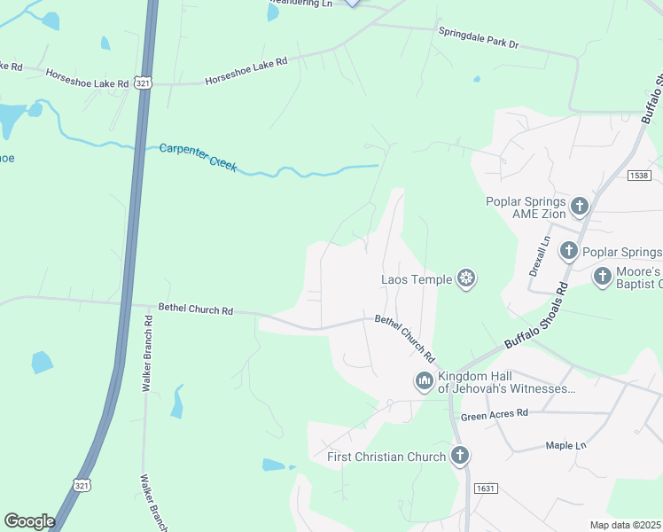 map of restaurants, bars, coffee shops, grocery stores, and more near 1492 Dawnview Lane in Lincolnton