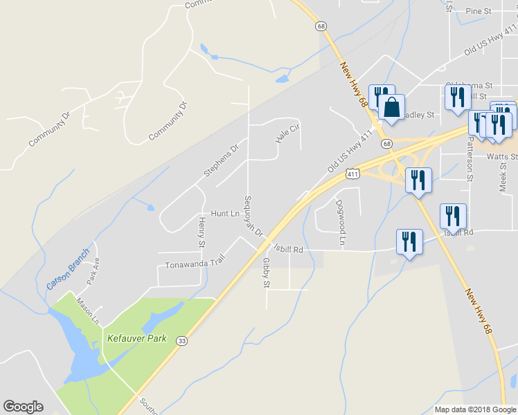 map of restaurants, bars, coffee shops, grocery stores, and more near 411 US Highway in Madisonville