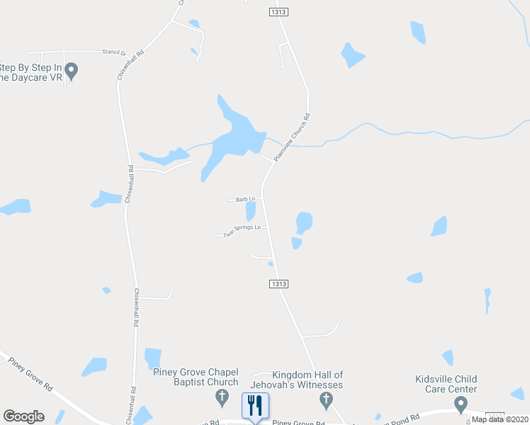 map of restaurants, bars, coffee shops, grocery stores, and more near 3204 Plainview Church Road in Angier