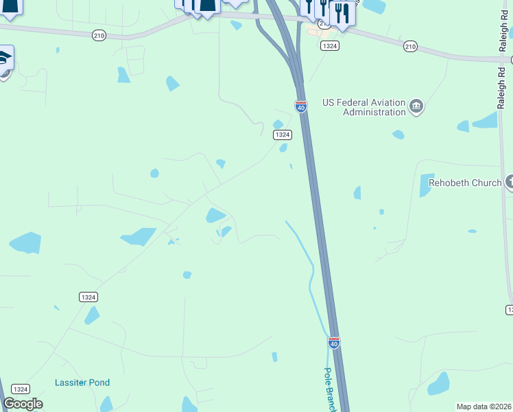 map of restaurants, bars, coffee shops, grocery stores, and more near 1150 South Pleasant Coates Road in Benson
