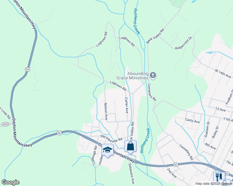 map of restaurants, bars, coffee shops, grocery stores, and more near 288 Academy Avenue in Dayton
