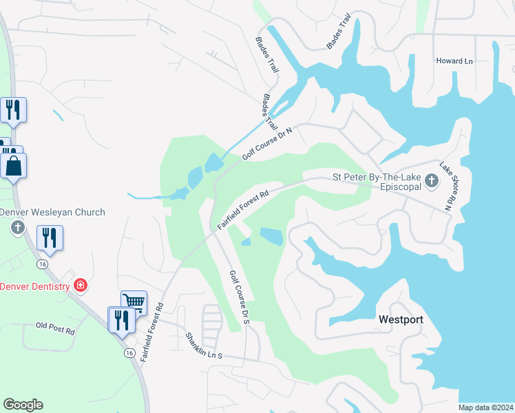 map of restaurants, bars, coffee shops, grocery stores, and more near 2400 Fairfield Forest Road in Denver