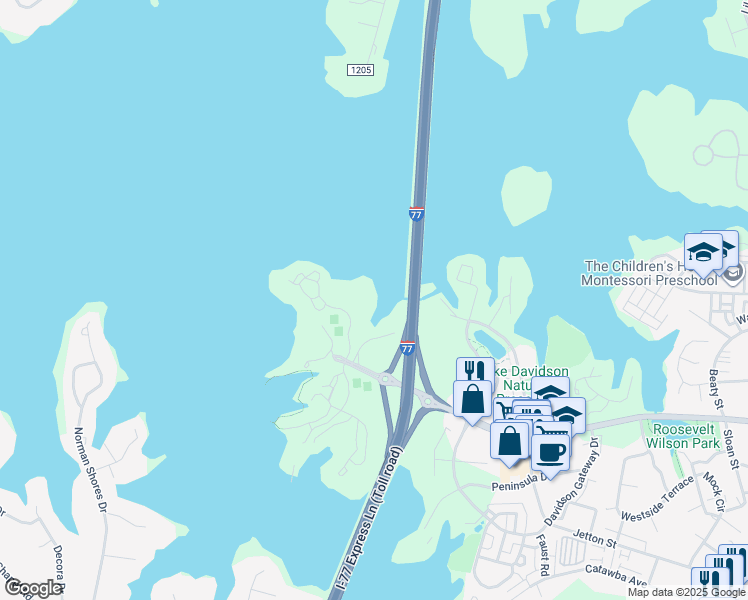 map of restaurants, bars, coffee shops, grocery stores, and more near 226 Northwest Drive in Davidson