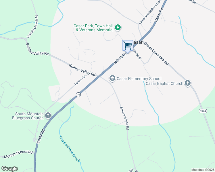 map of restaurants, bars, coffee shops, grocery stores, and more near 441 School House Road in Casar