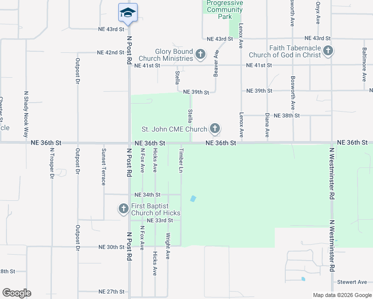 map of restaurants, bars, coffee shops, grocery stores, and more near 3604 Timber Lane in Spencer