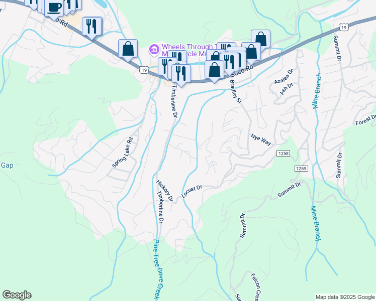 map of restaurants, bars, coffee shops, grocery stores, and more near 193 Hemlock Springs Road in Maggie Valley