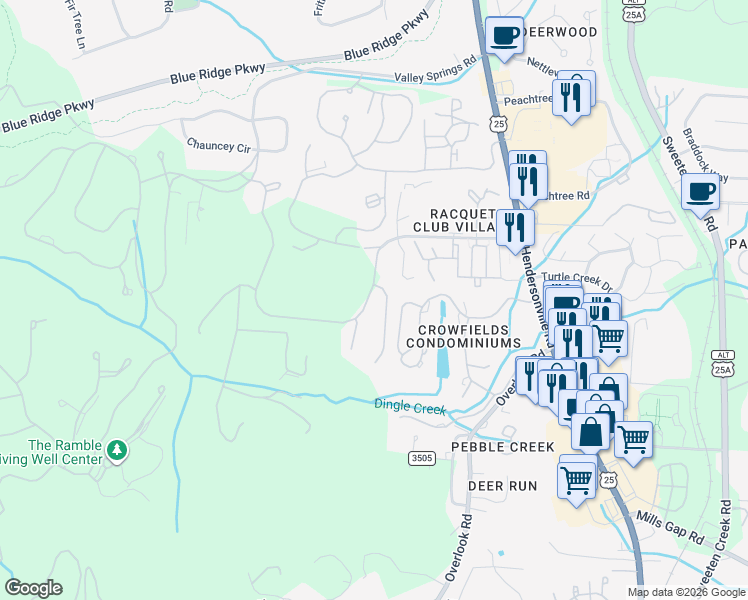 map of restaurants, bars, coffee shops, grocery stores, and more near 230 Racquet Club Road in Asheville