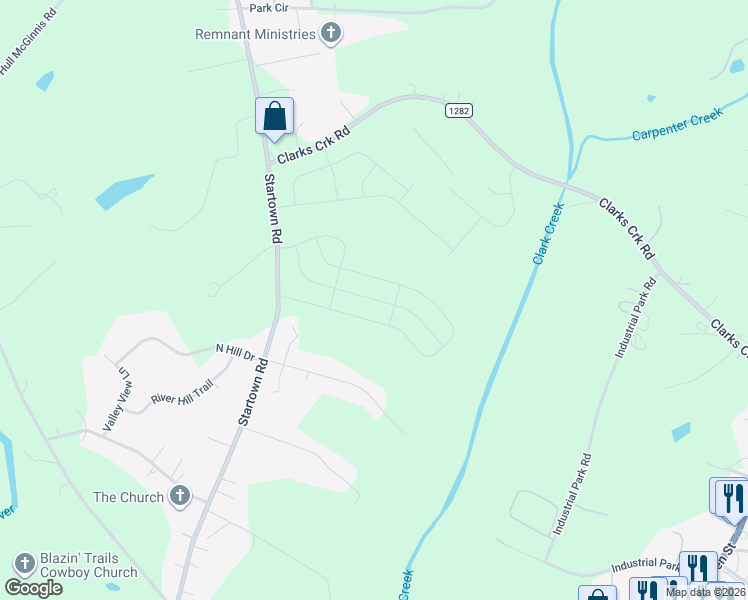 map of restaurants, bars, coffee shops, grocery stores, and more near 1930 Startown Road in Lincolnton