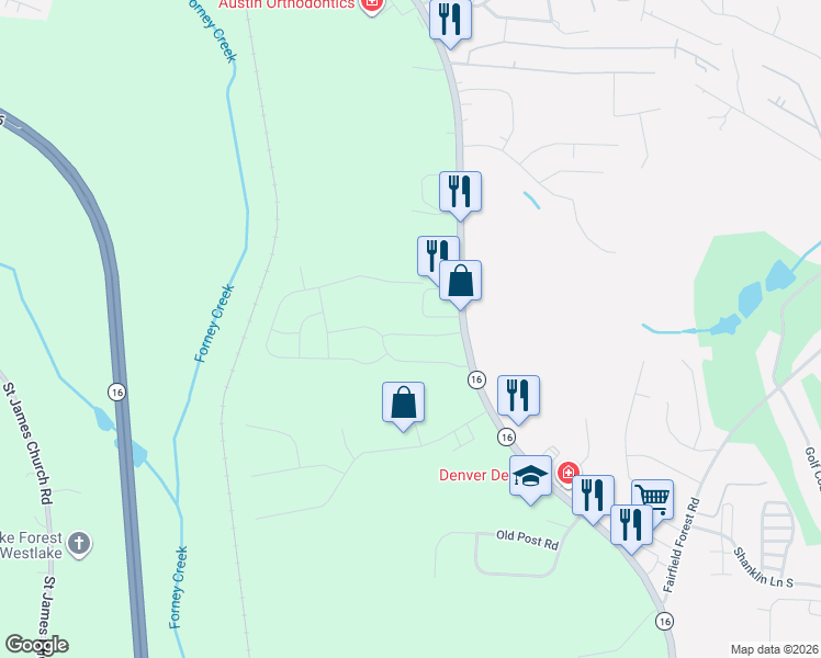 map of restaurants, bars, coffee shops, grocery stores, and more near 2471 North Nc 16 Business Highway in Denver