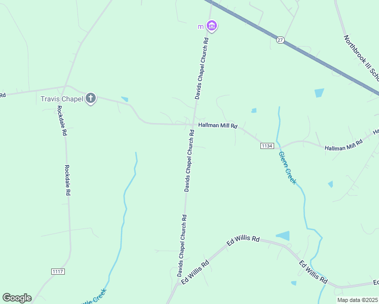 map of restaurants, bars, coffee shops, grocery stores, and more near Davids Chapel Church Road in Vale