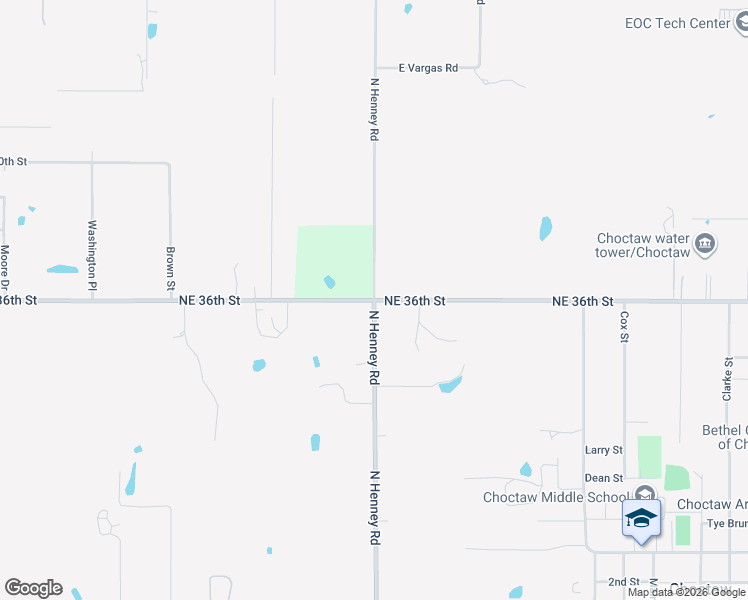 map of restaurants, bars, coffee shops, grocery stores, and more near 3698 North Henney Road in Choctaw